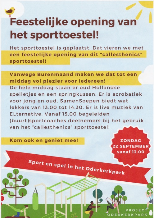 Oderkerkpark flyer opening sporttoestel